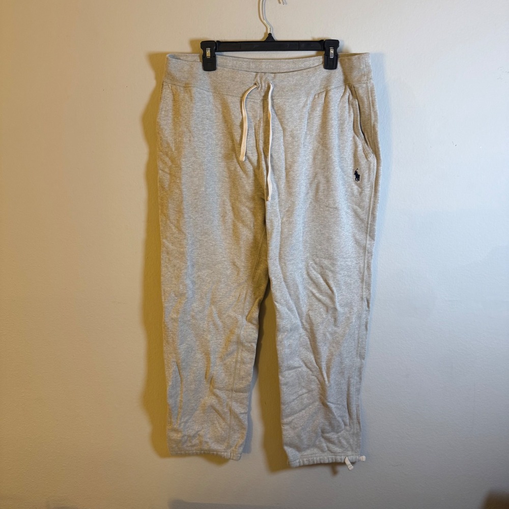 Polo Ralph Lauren Mens XL Heather Gray‎ Fleece Jogger Sweatpants Ankle Tie